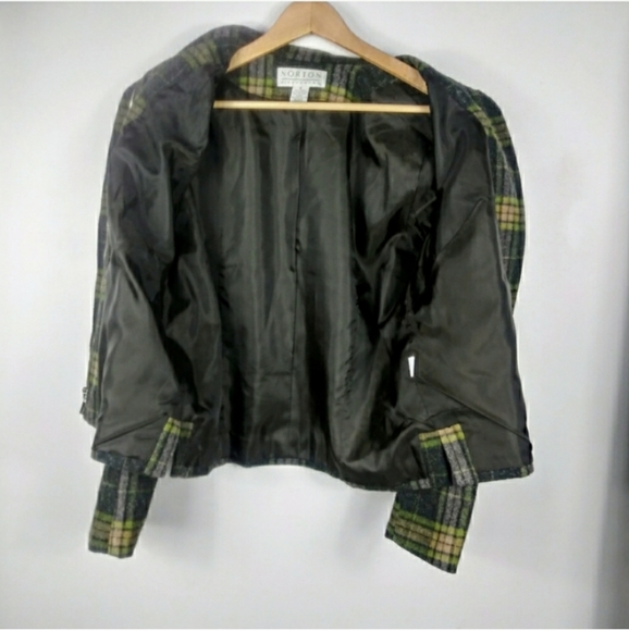 Norton Mcnaughton Wool Blend Jacket Green Plaid 12 - Picture 2 of 8